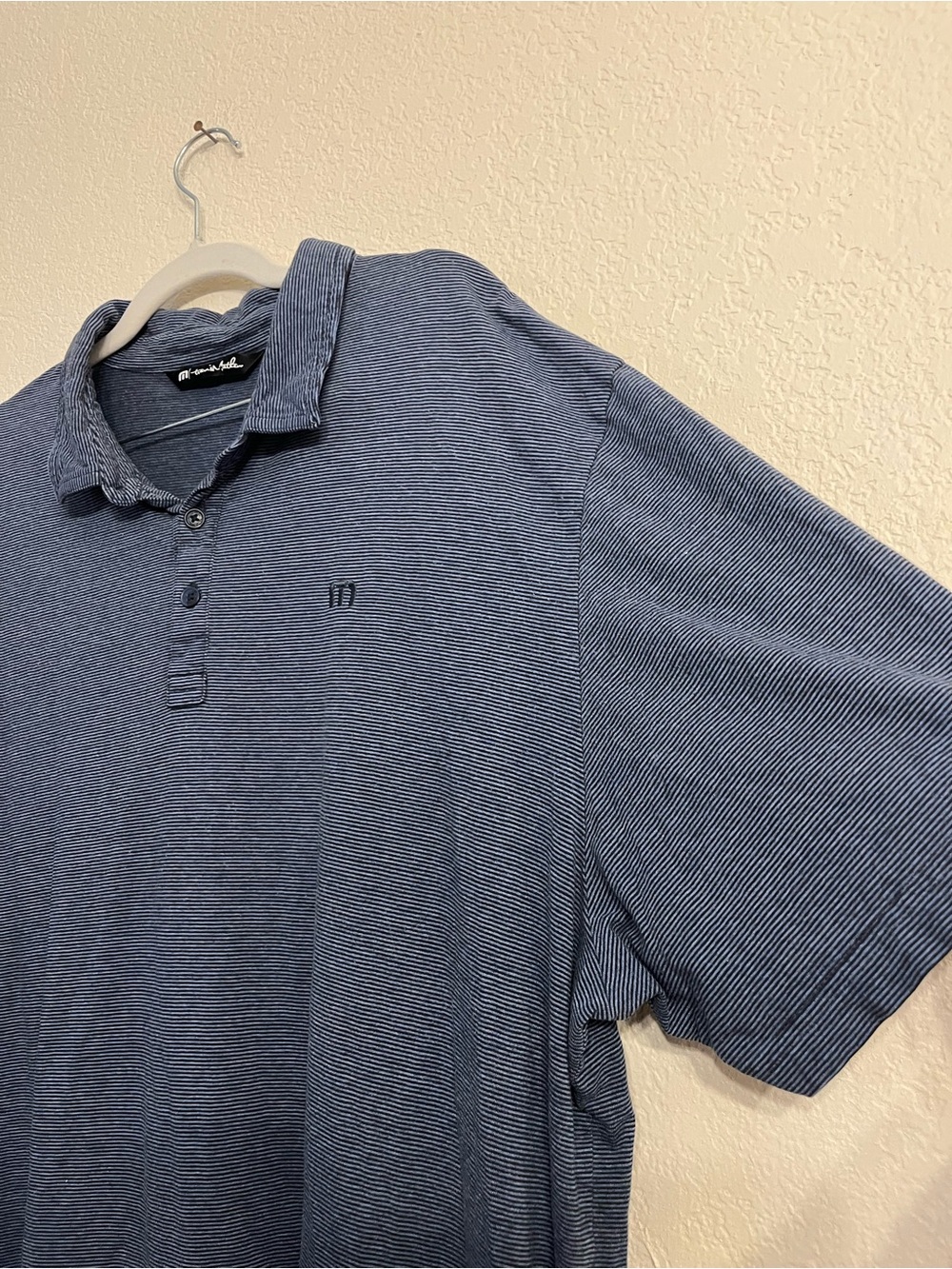 Travis Mathew Striped Slate Blue Polo
